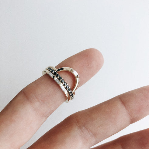 White Baguette Diamond Half Eternity Band in Rose Gold